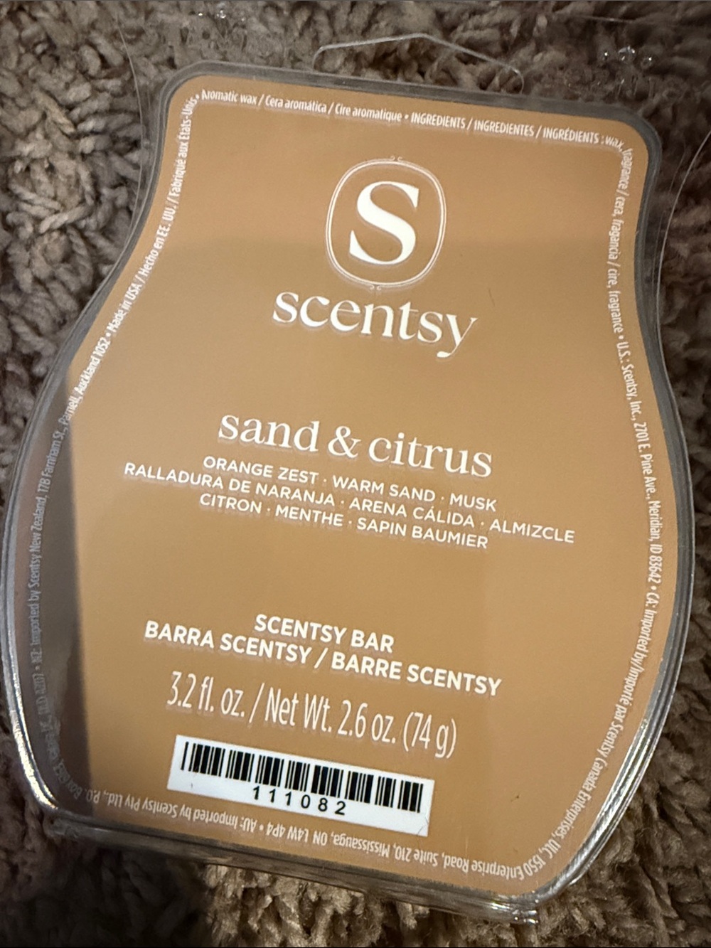 Scentsy Sand & Citrus Wax Bar - tan